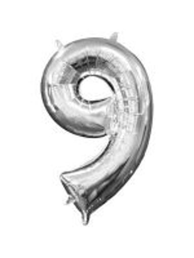 Picture of FOIL BALLOON NUMBER 9 SILVER 16 INCH